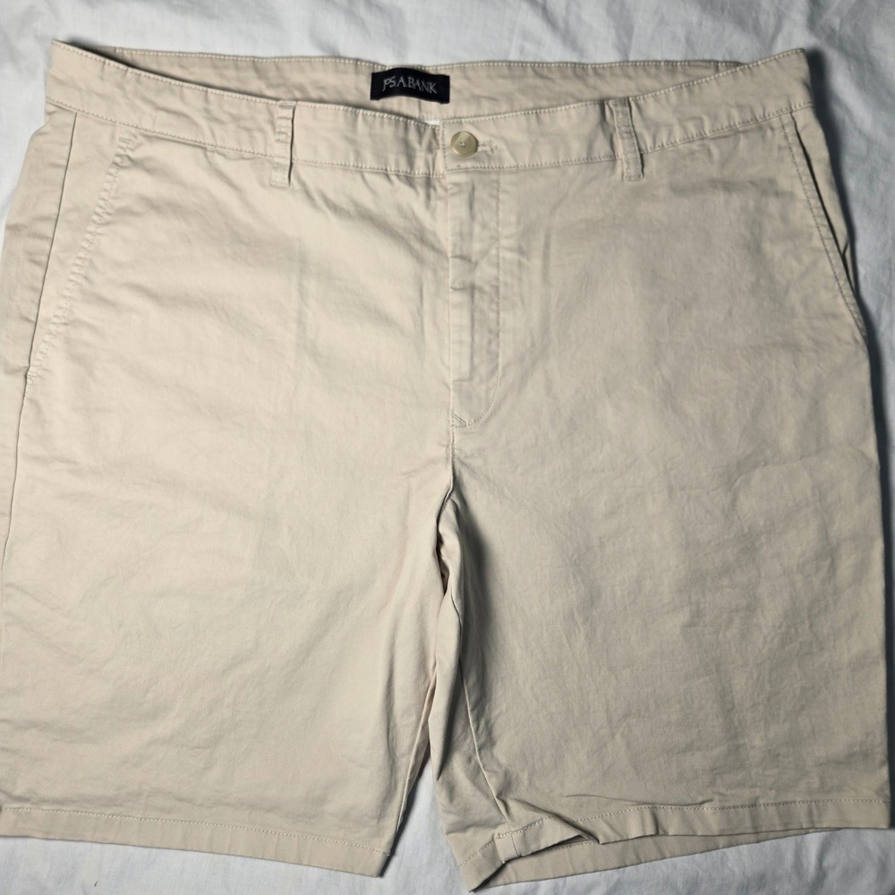Jos. A. Bank Mens Tailored Fit Chino Shorts Tan Khaki Flat Front Size 40